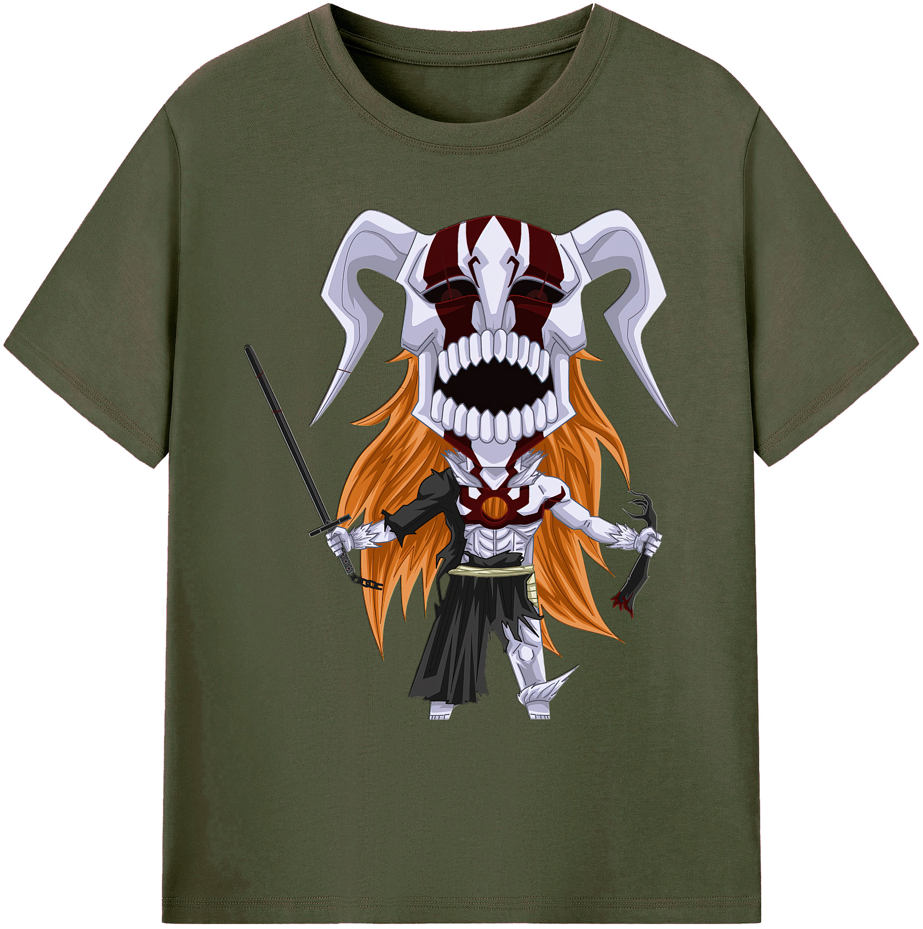 （画像用） ブリーチ 黒崎一護（くろさき いちご）BLEACH Kurosaki Ichigo 綿100％ メンズ半袖Tシャツ｜肌触りやわらか＆通気性